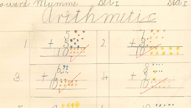 Sample student work using coloured dots in Arithmetic